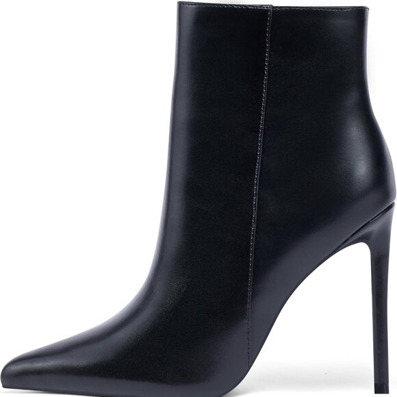 Women Heeled Ankle Boots Leather 4 In Stiletto Pointed Toe Dress Party - Picture 1 of 8